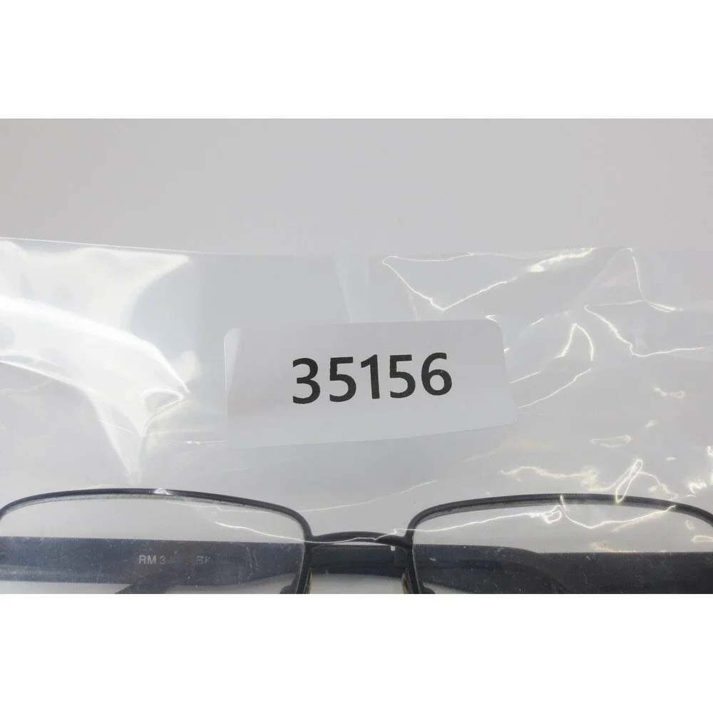 Robert Mitchel RM3 BK Rectangular Matte Black Metal Eyeglass Frames 54-18-140
